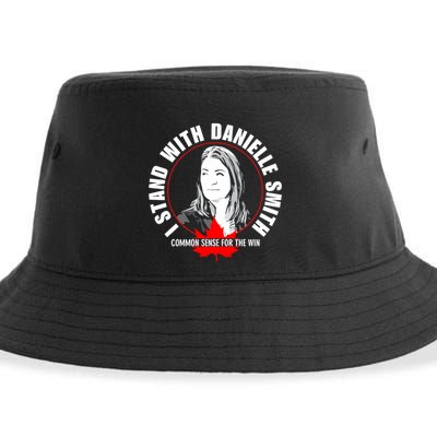 April Hutchinson Wearing I Stand With Danielle Smith Bella Canvas Signature Sustainable Bucket Hat