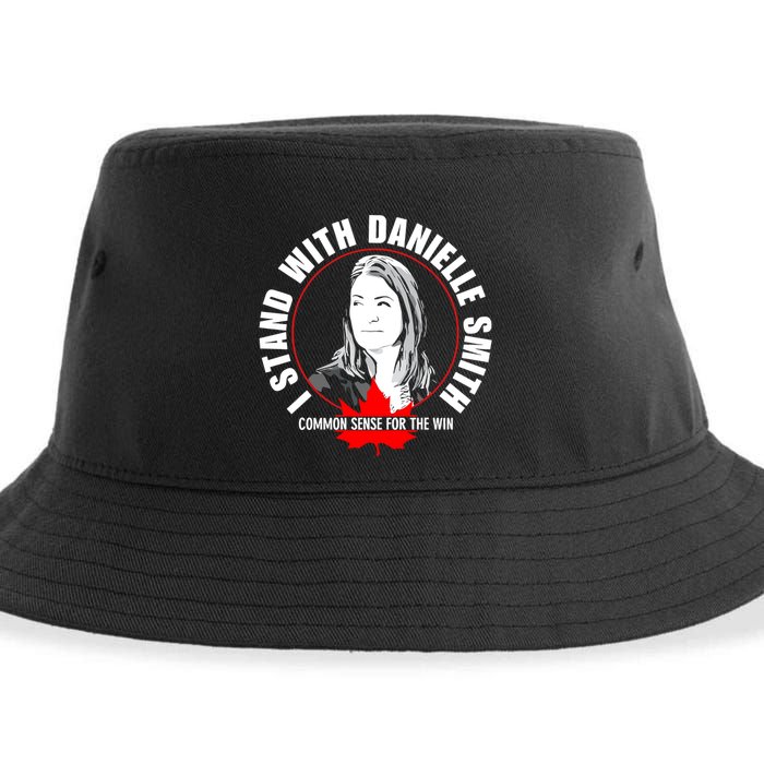 April Hutchinson Wearing I Stand With Danielle Smith Bella Canvas Signature Sustainable Bucket Hat