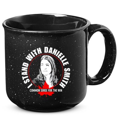 April Hutchinson Wearing I Stand With Danielle Smith Bella Canvas Signature 15oz Campfire Ceramic Mug