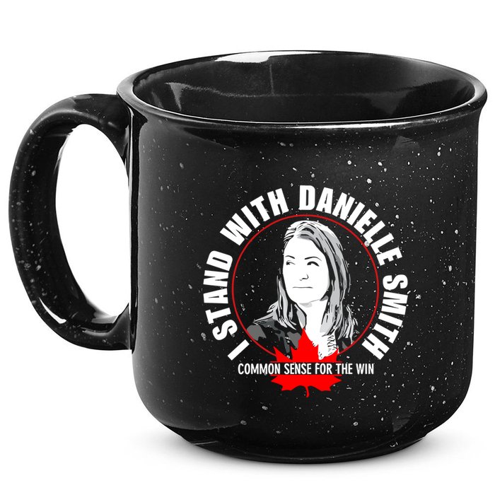 April Hutchinson Wearing I Stand With Danielle Smith Bella Canvas Signature 15oz Campfire Ceramic Mug