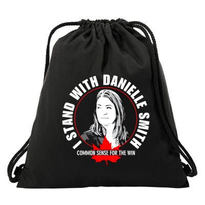 April Hutchinson Wearing I Stand With Danielle Smith Bella Canvas Signature Drawstring Bag