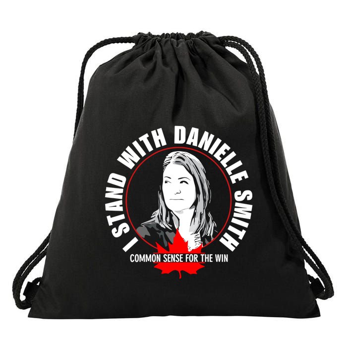 April Hutchinson Wearing I Stand With Danielle Smith Bella Canvas Signature Drawstring Bag