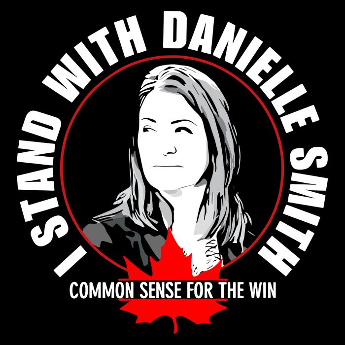 April Hutchinson Wearing I Stand With Danielle Smith Bella Canvas Signature Drawstring Bag