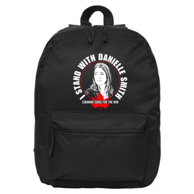April Hutchinson Wearing I Stand With Danielle Smith Bella Canvas Signature 16 in Basic Backpack