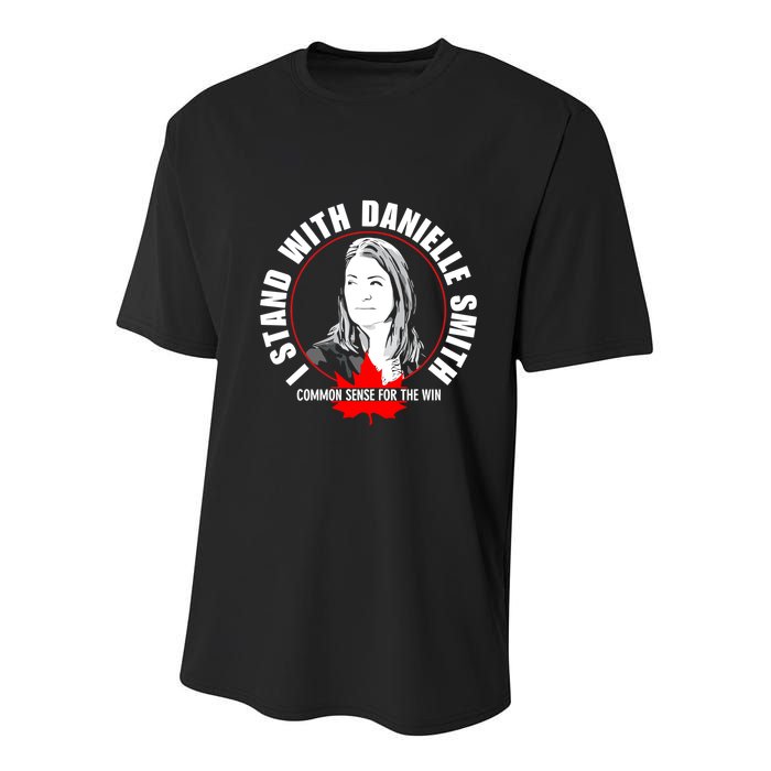 April Hutchinson Wearing I Stand With Danielle Smith Bella Canvas Signature Youth Performance Sprint T-Shirt