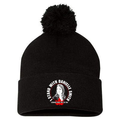 April Hutchinson Wearing I Stand With Danielle Smith Bella Canvas Signature Pom Pom 12in Knit Beanie