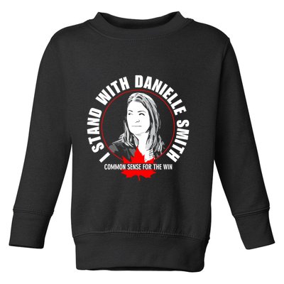 April Hutchinson Wearing I Stand With Danielle Smith Bella Canvas Signature Toddler Sweatshirt