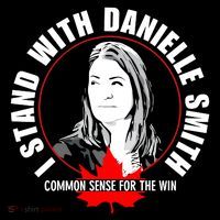 April Hutchinson Wearing I Stand With Danielle Smith Bella Canvas Signature Toddler Sweatshirt