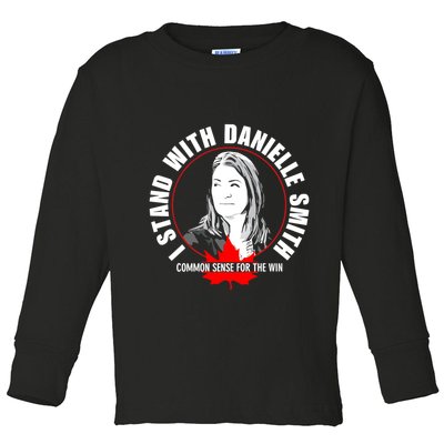 April Hutchinson Wearing I Stand With Danielle Smith Bella Canvas Signature Toddler Long Sleeve Shirt