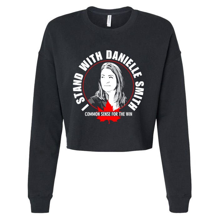 April Hutchinson Wearing I Stand With Danielle Smith Bella Canvas Signature Cropped Pullover Crew