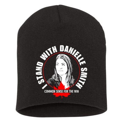 April Hutchinson Wearing I Stand With Danielle Smith Bella Canvas Signature Short Acrylic Beanie