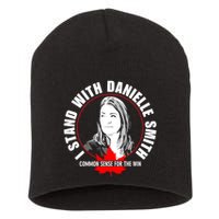 April Hutchinson Wearing I Stand With Danielle Smith Bella Canvas Signature Short Acrylic Beanie