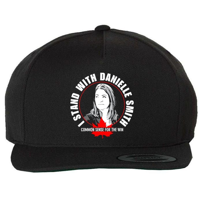 April Hutchinson Wearing I Stand With Danielle Smith Bella Canvas Signature Wool Snapback Cap