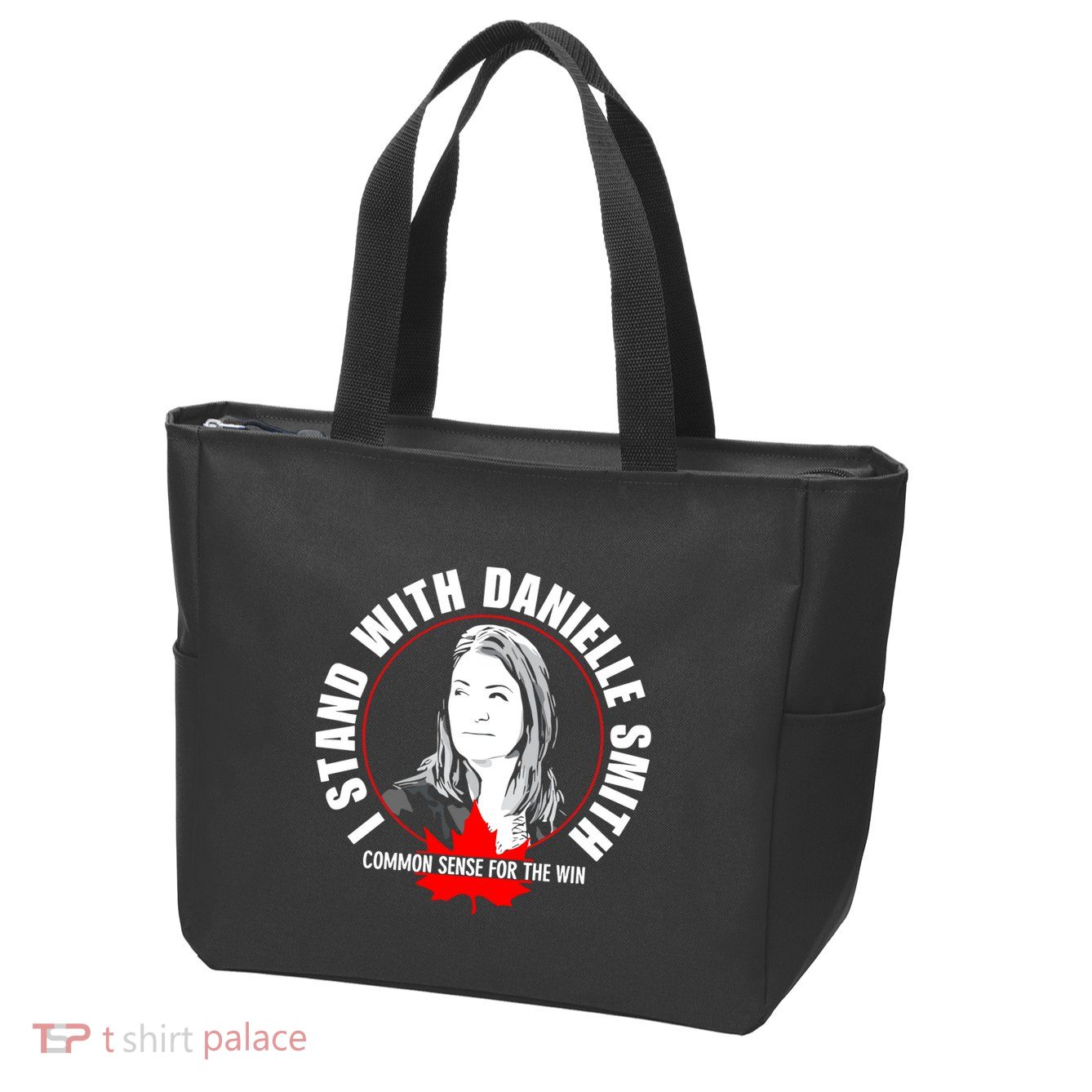 April Hutchinson Wearing I Stand With Danielle Smith Bella Canvas Signature Zip Tote Bag