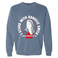 April Hutchinson Wearing I Stand With Danielle Smith Bella Canvas Signature Garment-Dyed Sweatshirt