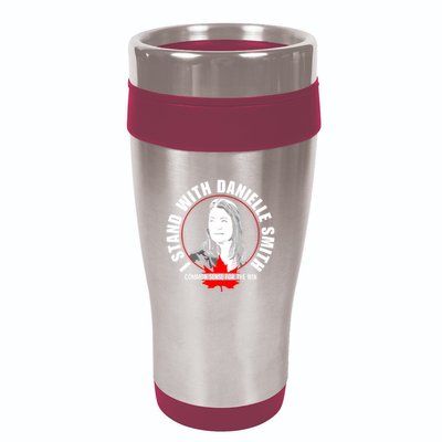 April Hutchinson Wearing I Stand With Danielle Smith Bella Canvas Signature 16oz Travel Tumbler