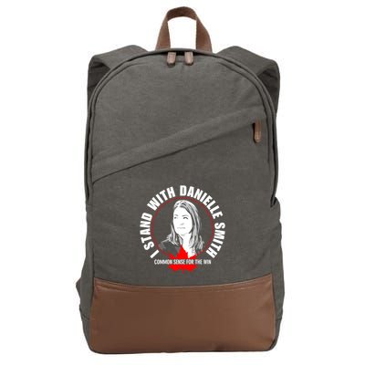 April Hutchinson Wearing I Stand With Danielle Smith Bella Canvas Signature Cotton Canvas Backpack