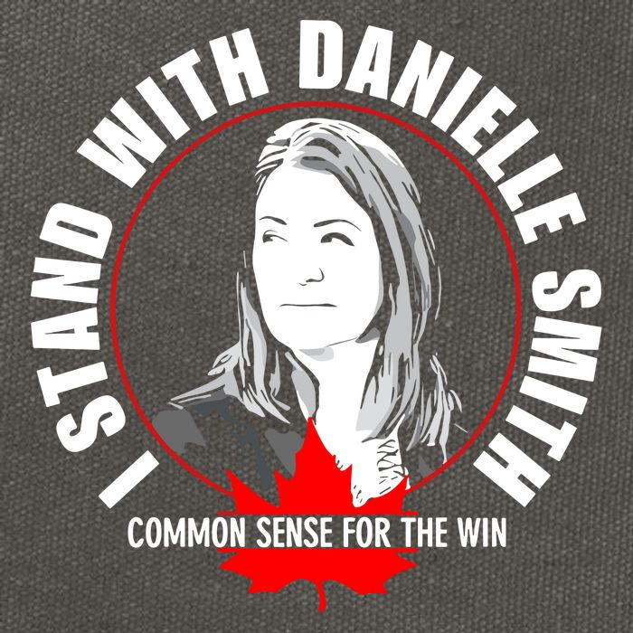 April Hutchinson Wearing I Stand With Danielle Smith Bella Canvas Signature Cotton Canvas Backpack