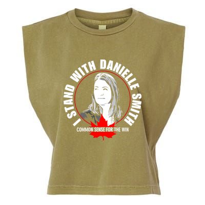 April Hutchinson Wearing I Stand With Danielle Smith Bella Canvas Signature Garment-Dyed Women's Muscle Tee