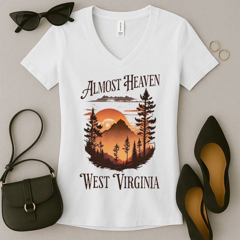 Almost Heaven West Virginia Women's V-Neck T-Shirt