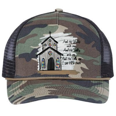 And He Walks With Me And He Talks Me Christian Retro Rope Trucker Hat Cap