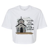 And He Walks With Me And He Talks Me Christian Bella+Canvas Jersey Crop Tee