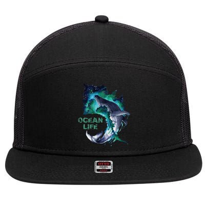 Awesome Humpback Whale Ocean Life Summer Dive Top 7 Panel Mesh Trucker Snapback Hat