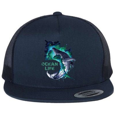 Awesome Humpback Whale Ocean Life Summer Dive Top Flat Bill Trucker Hat