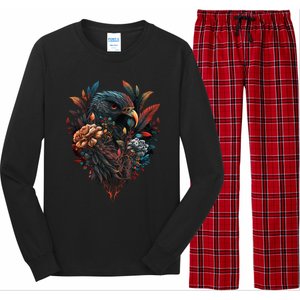 Autumn Hawk With Flowers Tattoo Love Design Gift Long Sleeve Pajama Set