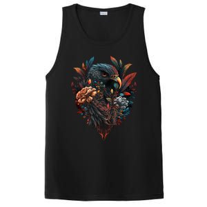 Autumn Hawk With Flowers Tattoo Love Design Gift PosiCharge Competitor Tank