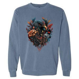 Autumn Hawk With Flowers Tattoo Love Design Gift Garment-Dyed Sweatshirt