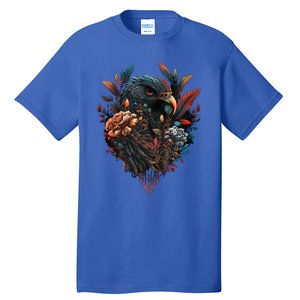 Autumn Hawk With Flowers Tattoo Love Design Gift Tall T-Shirt