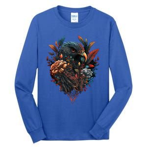 Autumn Hawk With Flowers Tattoo Love Design Gift Tall Long Sleeve T-Shirt