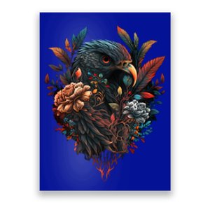 Autumn Hawk With Flowers Tattoo Love Design Gift Poster