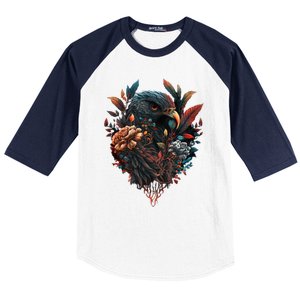 Autumn Hawk With Flowers Tattoo Love Design Gift Baseball Sleeve Shirt