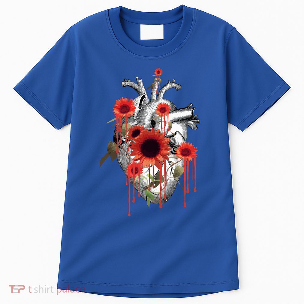 Anatomical Heart With Blood Sunflowers Botany Body Anatomy Gift Tall T-Shirt