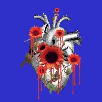 Anatomical Heart With Blood Sunflowers Botany Body Anatomy Gift Women's V-Neck T-Shirt