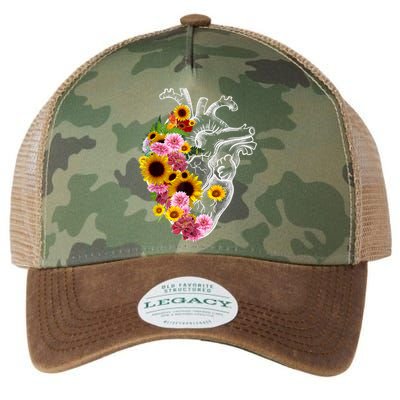 Anatomical Heart With Flowers, Botany Body Anatomy Legacy Tie Dye Trucker Hat