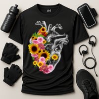 Anatomical Heart With Flowers, Botany Body Anatomy Cooling Performance Crew T-Shirt