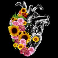 Anatomical Heart With Flowers, Botany Body Anatomy Cooling Performance Crew T-Shirt
