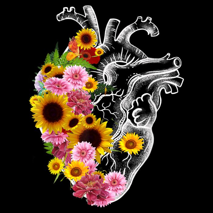 Anatomical Heart With Flowers, Botany Body Anatomy Cooling Performance Crew T-Shirt