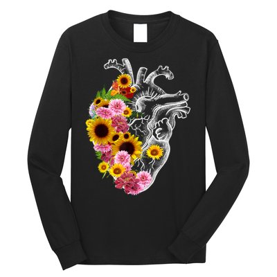 Anatomical Heart With Flowers, Botany Body Anatomy Long Sleeve Shirt