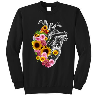 Anatomical Heart With Flowers, Botany Body Anatomy Sweatshirt