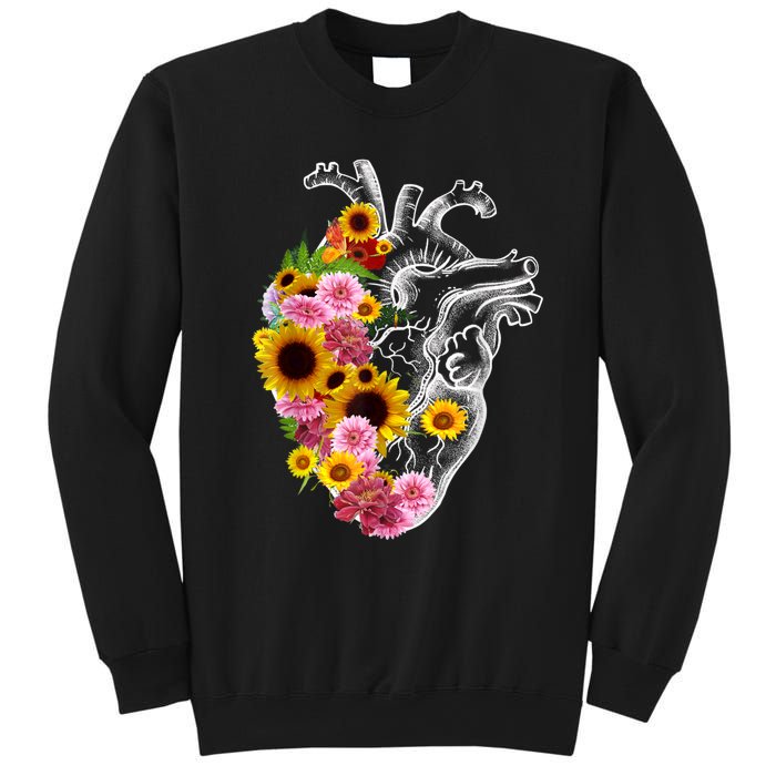 Anatomical Heart With Flowers, Botany Body Anatomy Sweatshirt