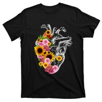 Anatomical Heart With Flowers, Botany Body Anatomy T-Shirt