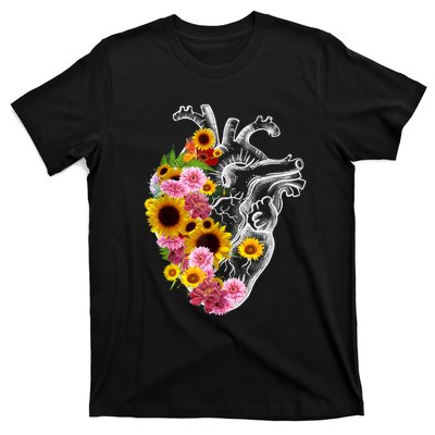 Anatomical Heart With Flowers, Botany Body Anatomy T-Shirt