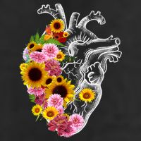 Anatomical Heart With Flowers, Botany Body Anatomy Adult Drive Performance Visor