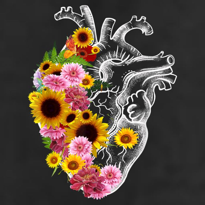 Anatomical Heart With Flowers, Botany Body Anatomy Adult Drive Performance Visor