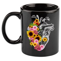 Anatomical Heart With Flowers, Botany Body Anatomy 11oz C Handle Ceramic Mug