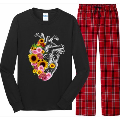 Anatomical Heart With Flowers, Botany Body Anatomy Long Sleeve Pajama Set